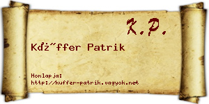 Küffer Patrik névjegykártya
